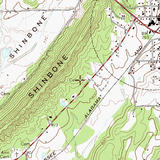 Topographic Map of Menlo Cemetery, GA