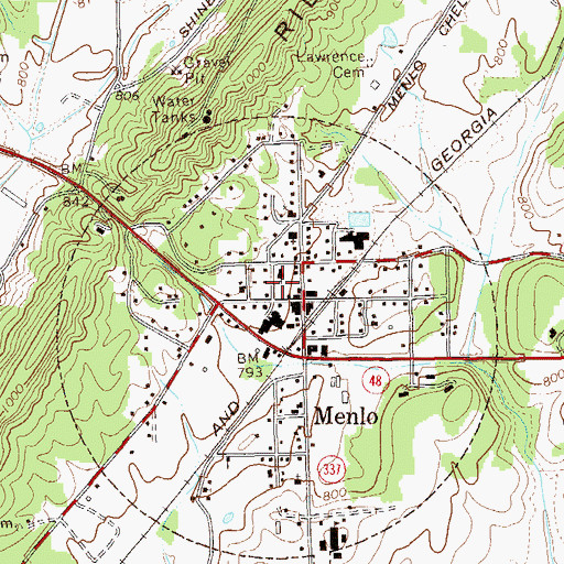 Topographic Map of Menlo Park, GA