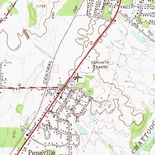Topographic Map of Pennville School, GA