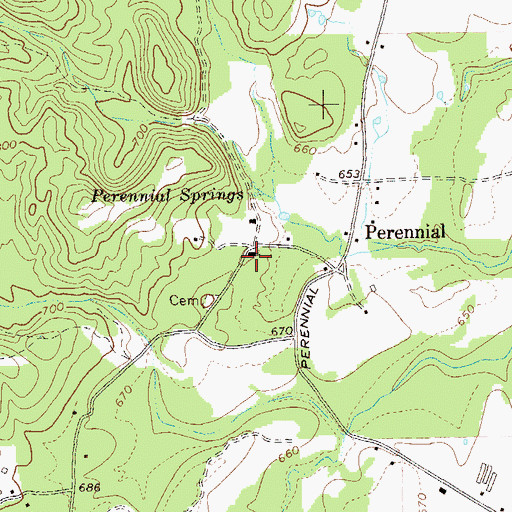 Topographic Map of Perrennial Springs Baptist Church, GA