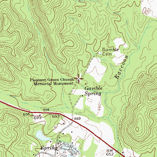 Topographic Map of Pleasant Green Presbyterian Church (historical), GA