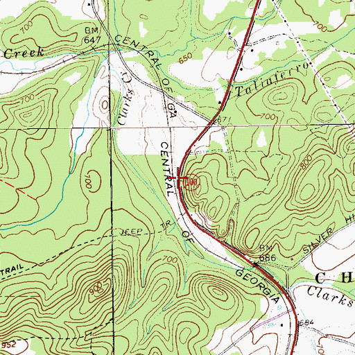 Topographic Map of Rowell Siding (historical), GA