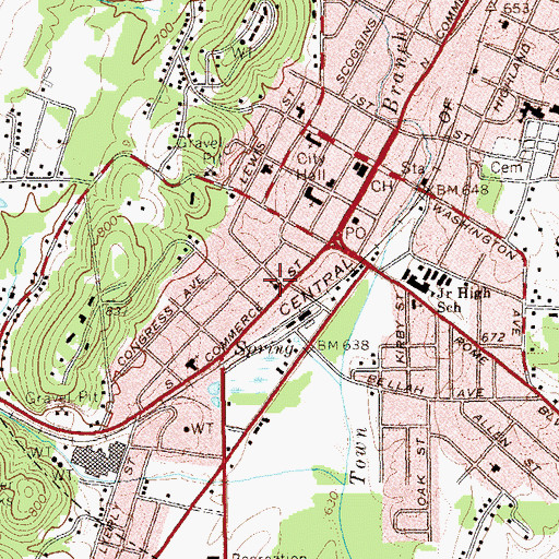 Topographic Map of South Commerce Church of Christ, GA