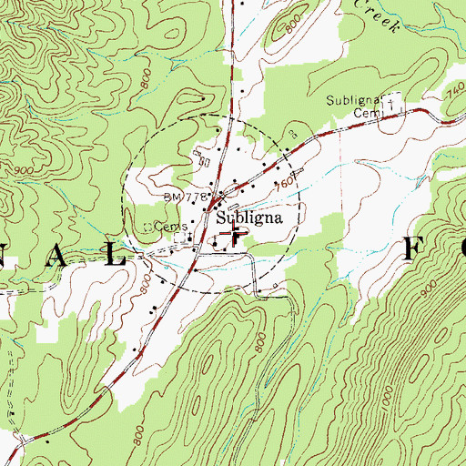 Topographic Map of Subligna Junior High School (historical), GA