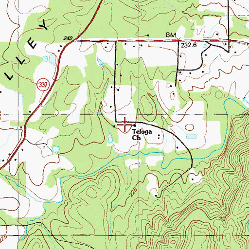 Topographic Map of Teloga Church, GA