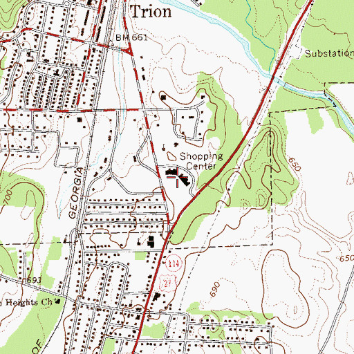 Topographic Map of Triangle Shopping Center, GA