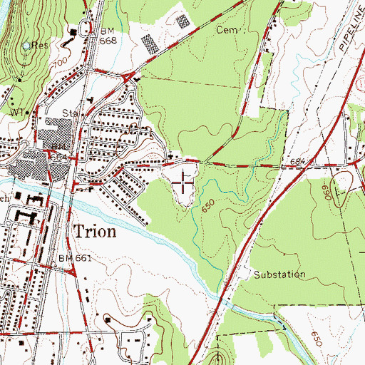 Topographic Map of Trion Cemetery, GA