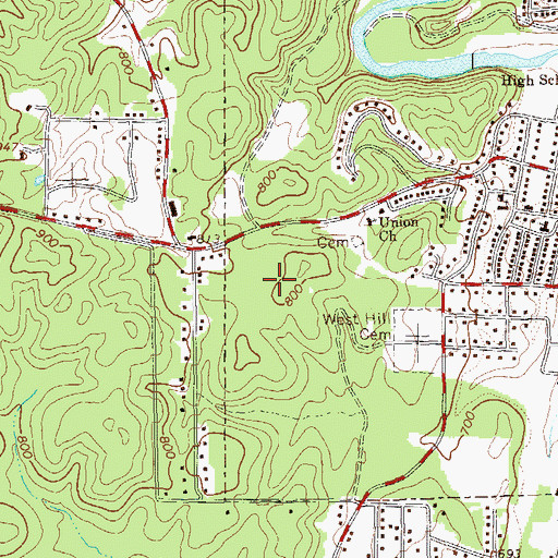 Topographic Map of Trion High School, GA