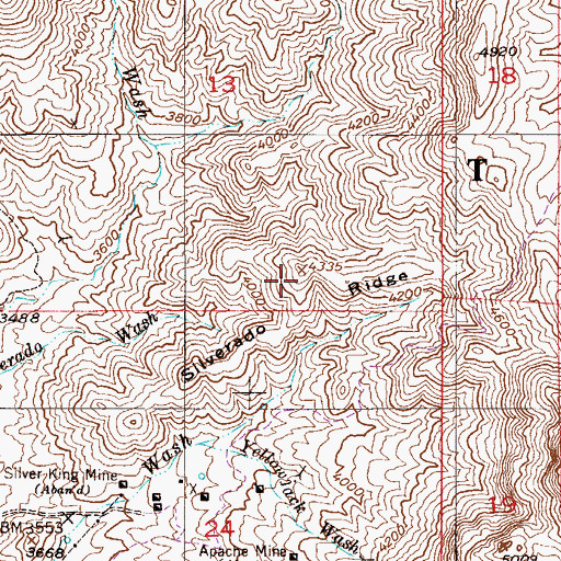 Topographic Map of Silverado Ridge, AZ