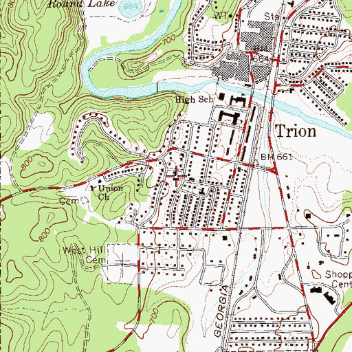 Topographic Map of Trion United Methodist Church, GA