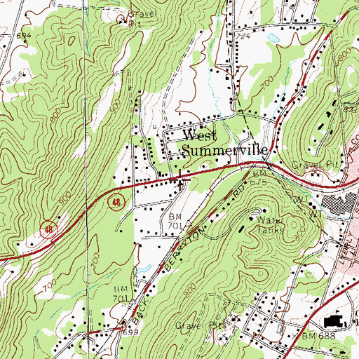 Topographic Map of West Summerville Baptist Church, GA