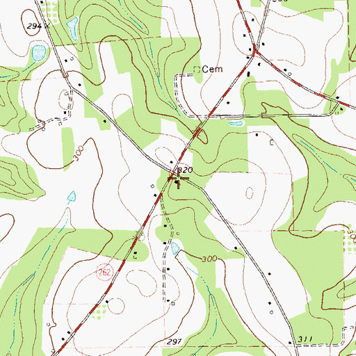 Topographic Map of Advent Church, GA