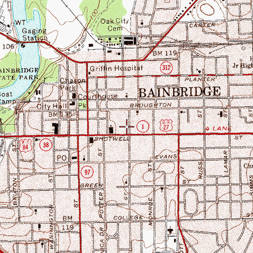 Topographic Map of Bainbridge Male and Female Academy (historical), GA