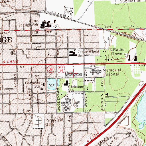 Topographic Map of Bainbridge Mall Shopping Center, GA