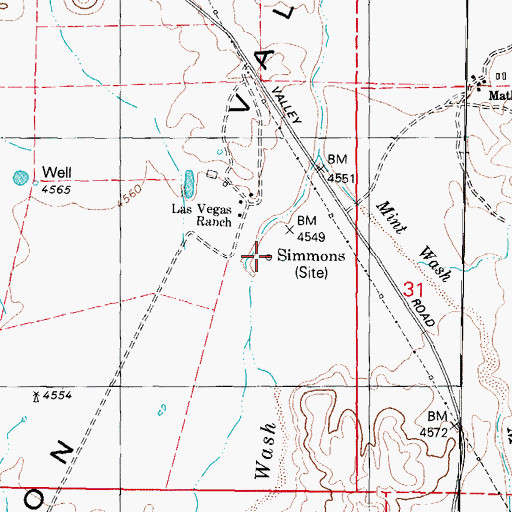 Topographic Map of Simmons, AZ