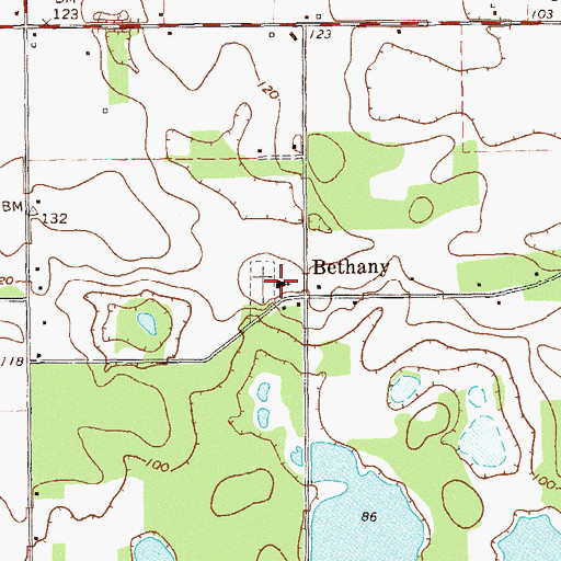 Topographic Map of Bethany Church, GA