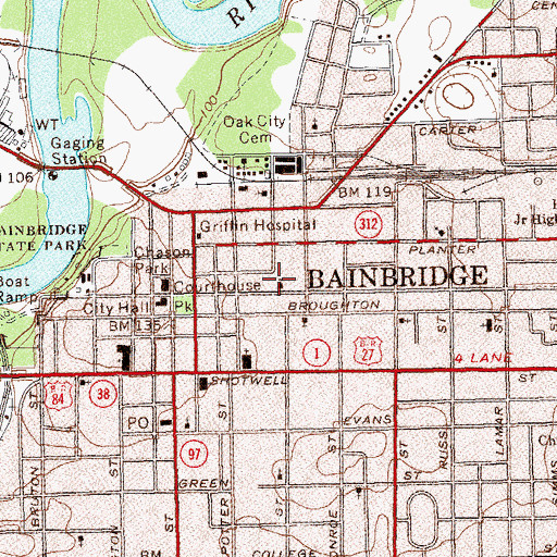 Topographic Map of Calvary Baptist Church, GA