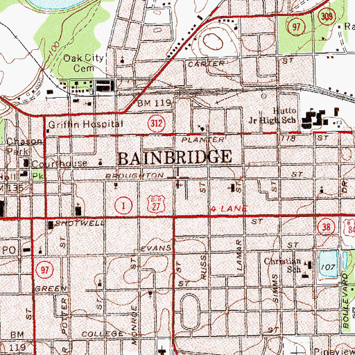 Topographic Map of Church of Christ, GA