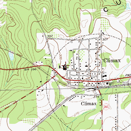 Topographic Map of Climax Elementary School, GA