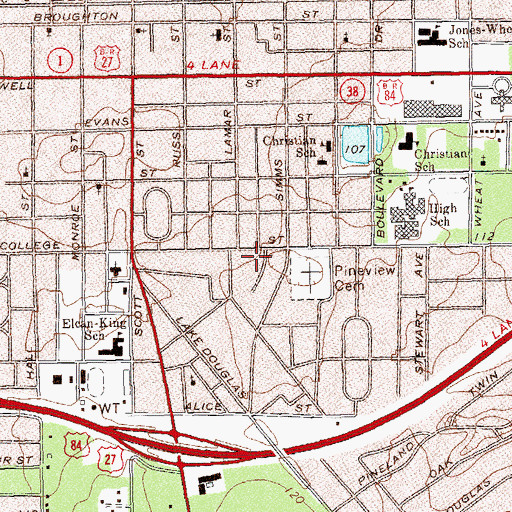 Topographic Map of College Street Park, GA