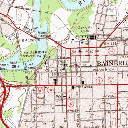 Topographic Map of Decatur County Courthouse, GA