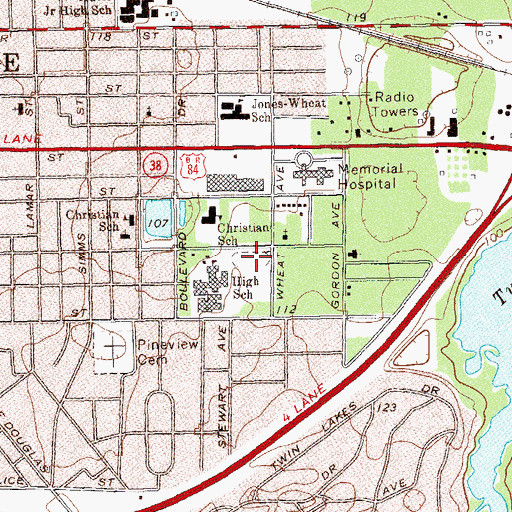 Topographic Map of Decatur County Memorial Coliseum, GA