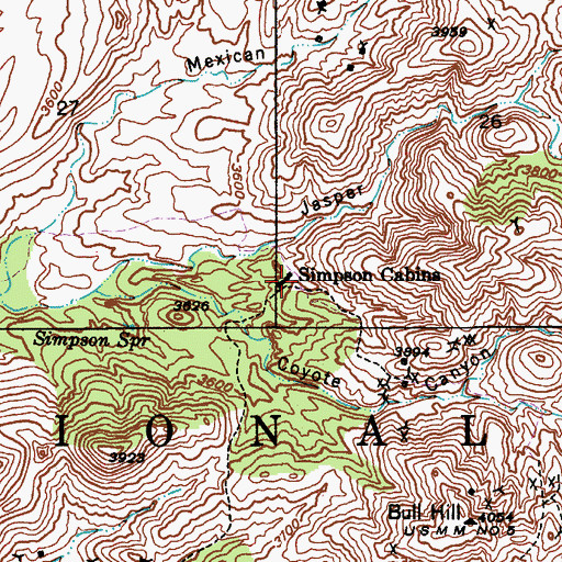 Topographic Map of Simpson Cabins, AZ