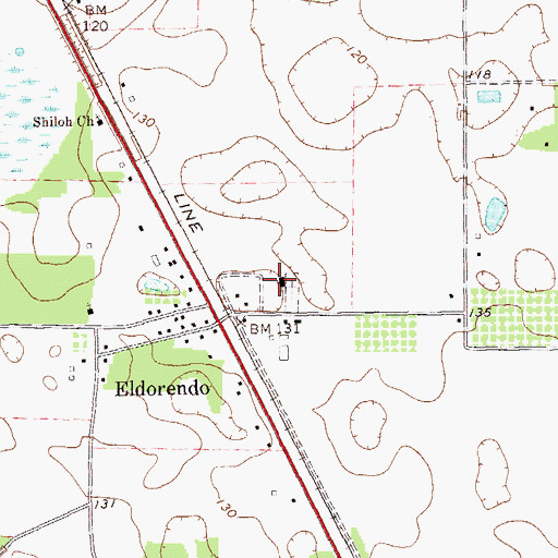 Topographic Map of Eldorendo Baptist Church, GA