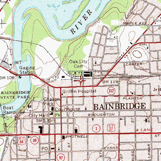 Topographic Map of First African Baptist Church of Bainbridge, GA