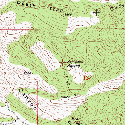 Topographic Map of Simpson Spring, AZ