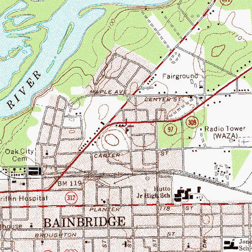 Topographic Map of Greater Macedonia Baptist Church, GA