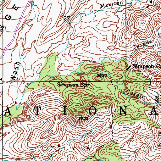 Topographic Map of Simpson Spring, AZ