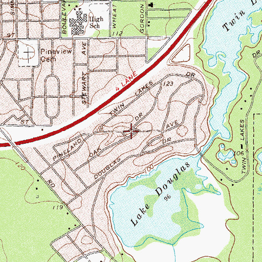 Topographic Map of Pineland Drive Park, GA