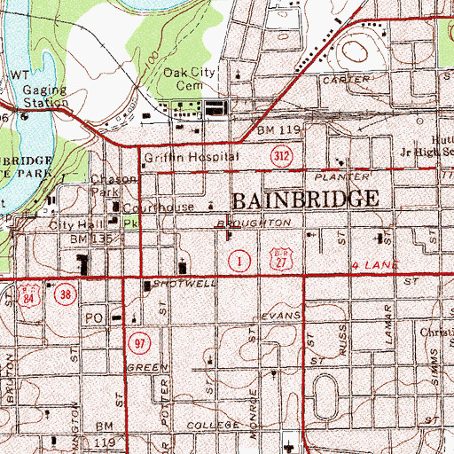 Topographic Map of Saint Johns Episcopal Church, GA