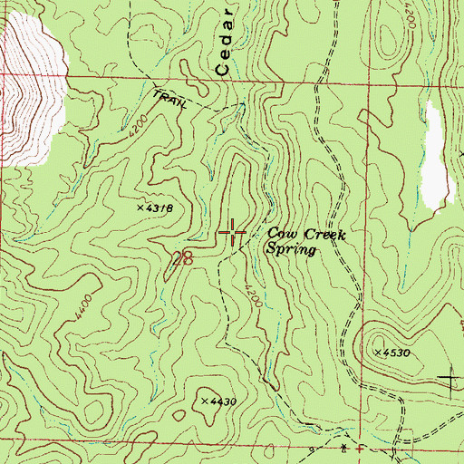 Topographic Map of Cow Creek Spring, AZ