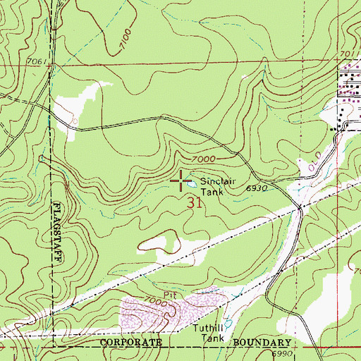 Topographic Map of Sinclair Tank, AZ