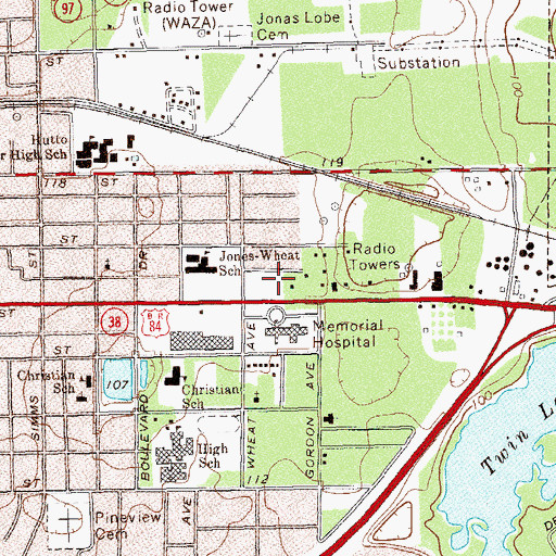 Topographic Map of Town Center Mall Shopping Center, GA