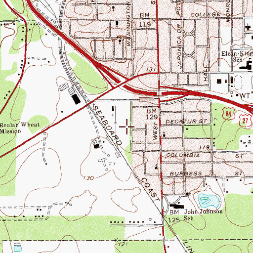 Topographic Map of Washington Street Park, GA