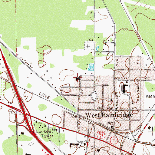 Topographic Map of West Bainbridge Baptist Church, GA