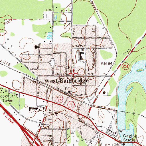 Topographic Map of West Bainbridge Baptist Church, GA