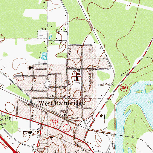 Topographic Map of West Bainbridge Elementary School, GA