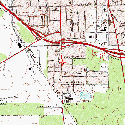 Topographic Map of West Street Baptist Church, GA