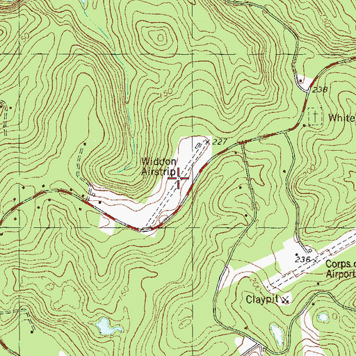 Topographic Map of Widdon Airstrip (historical), GA