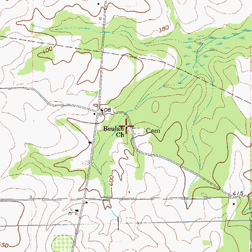Topographic Map of Beulah Primitive Baptist Church, GA