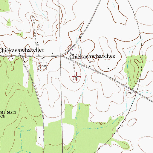 Topographic Map of Chickasawhatchee Baptist Cemetery, GA