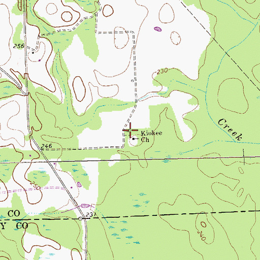 Topographic Map of Kiokee Cemetery, GA