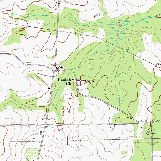 Topographic Map of New Beulah Cemetery, GA