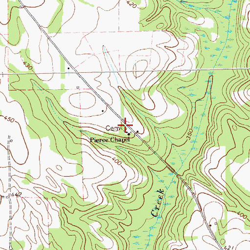 Topographic Map of Pierces Chapel Cemetery, GA