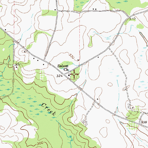 Topographic Map of Salem Cemetery, GA