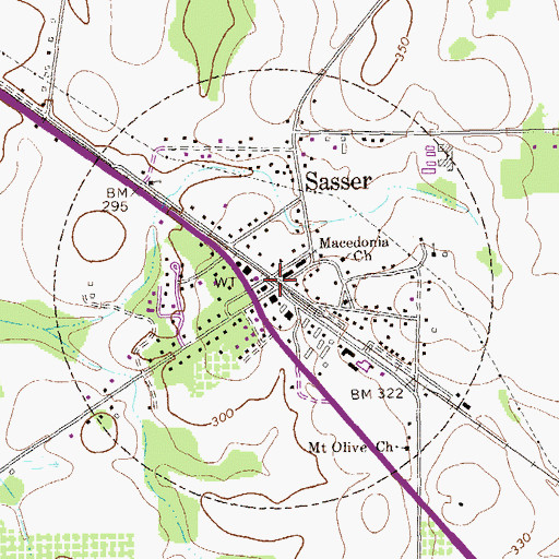 Topographic Map of Sasser Commercial Historic District, GA